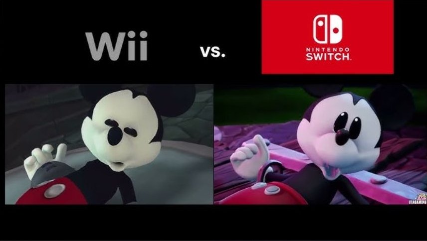 Side by side comparison of original Epic Mickey Wii graphics versus Rebrushed remaster
