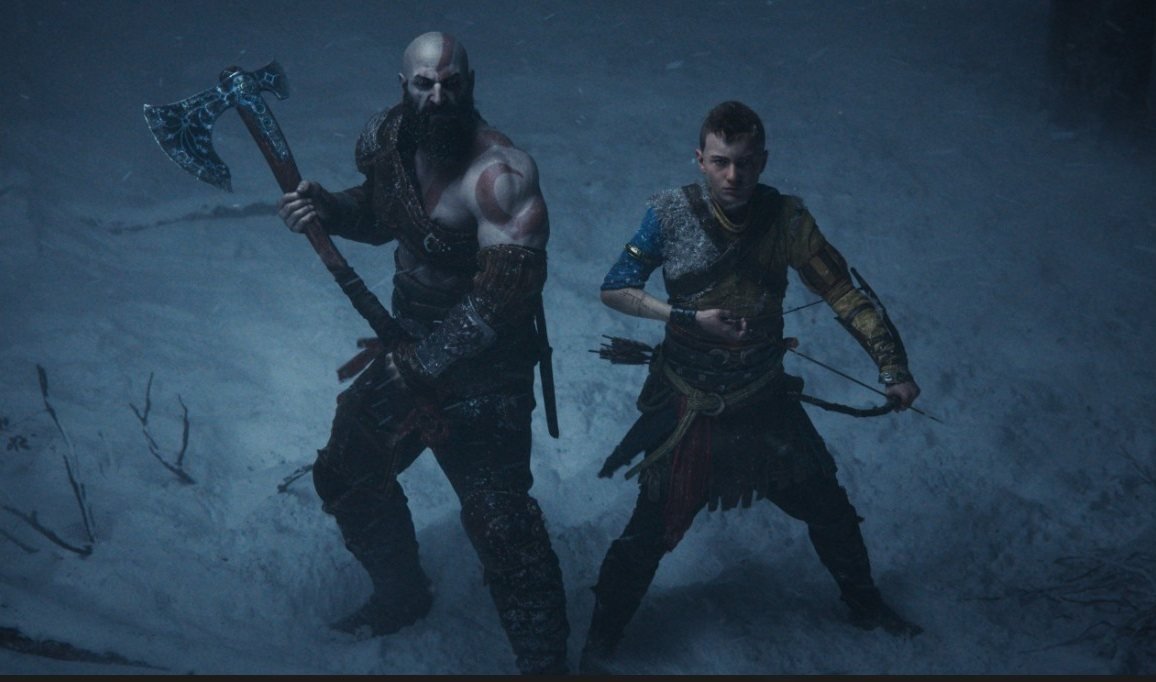 God of War Ragnarok showing Kratos in the Norse mythological world with dramatic scenery