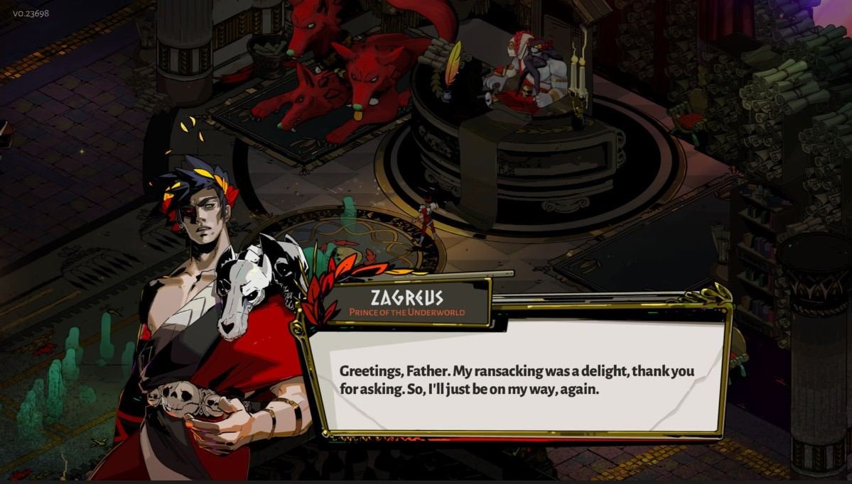 Hades roguelike gameplay showing Zagreus in combat with boon abilities in the underworld