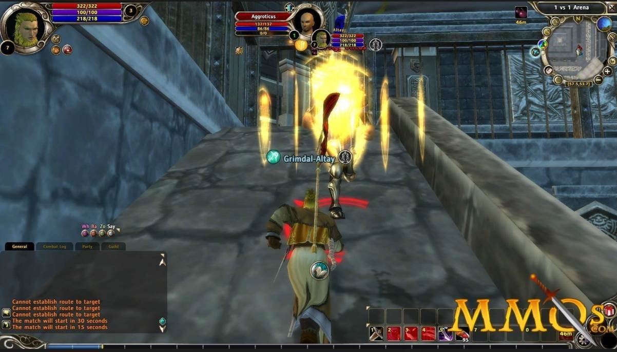 Runes of Magic gameplay showing a character in a fantasy world following a recent game patch