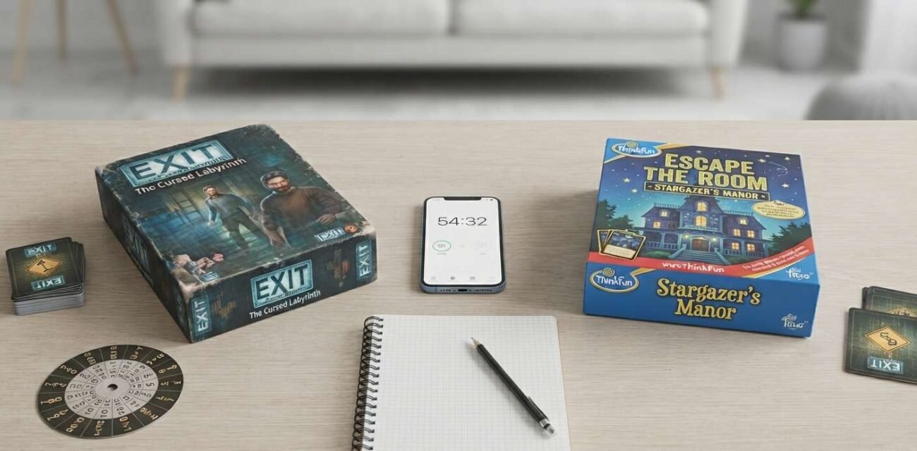EXIT and ThinkFun escape room games compared for home play