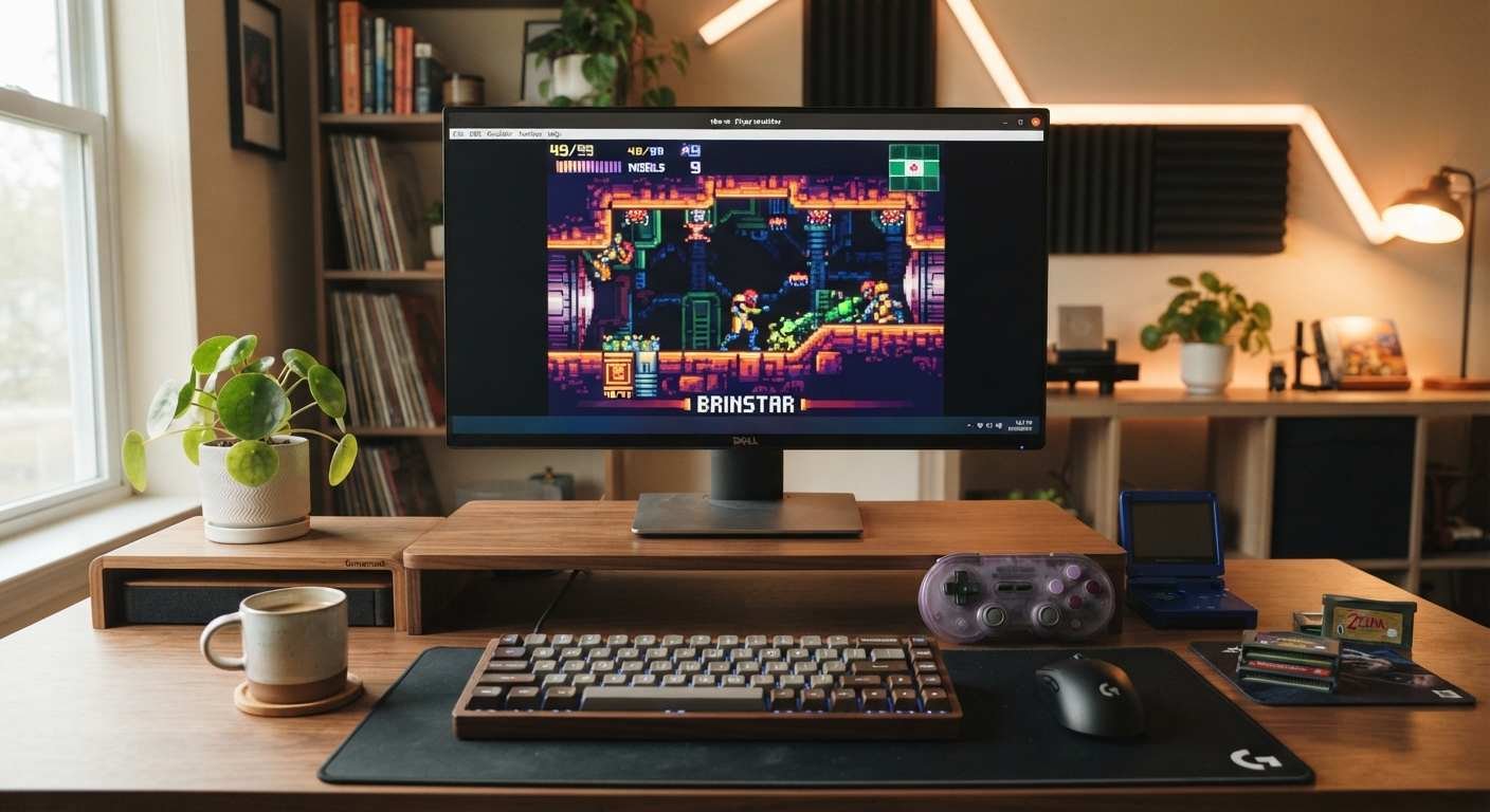 GBA emulator and games setup on a desktop computer