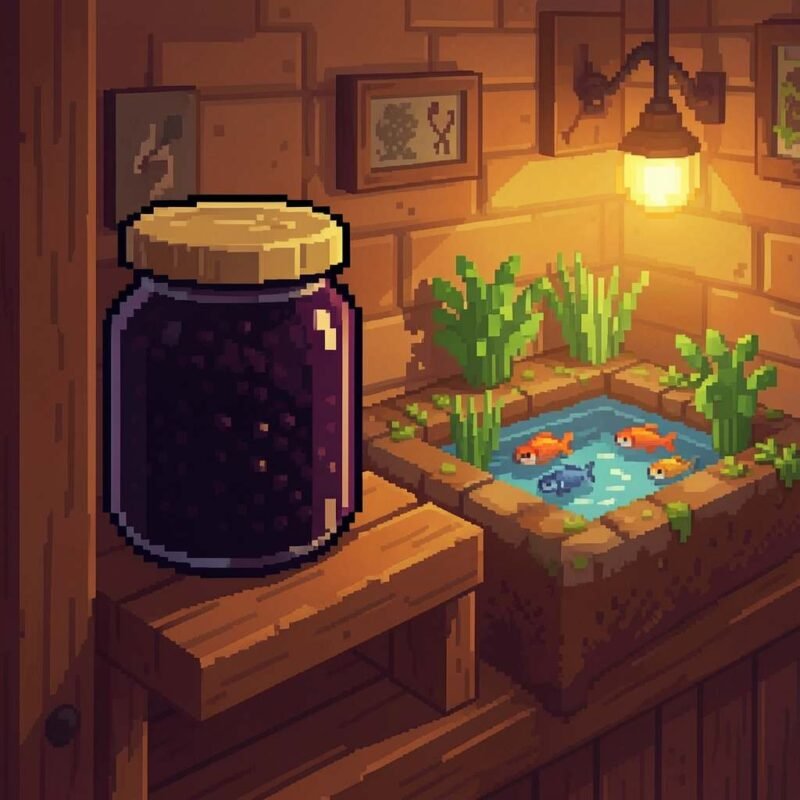 Stardew Valley caviar produced from a stocked fish pond